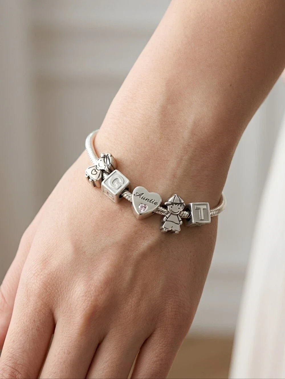 Linx Snake Chain Bracelet With Personalized Auntie Themed Charms